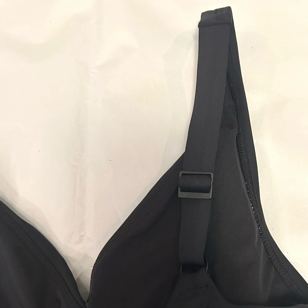 NWT DKNY Black Deep V-Neck Shirred Keyhole Detail One-Piece Swimsuit. - Picture 5 of 12